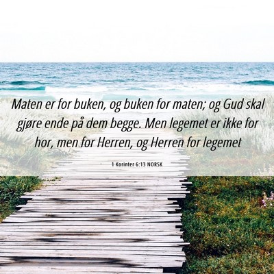 Picture 06 - 1 Korinter 6:13 NORSK - Maten er for buken, og buken for maten; og Gud - Bible Verse Picture
