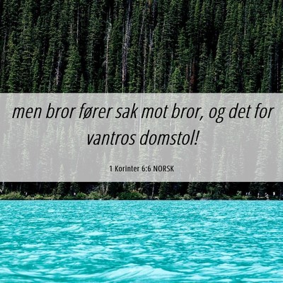 Picture 06 - 1 Korinter 6:6 NORSK - men bror fører sak mot bror, og det for vantros - Bible Verse Picture