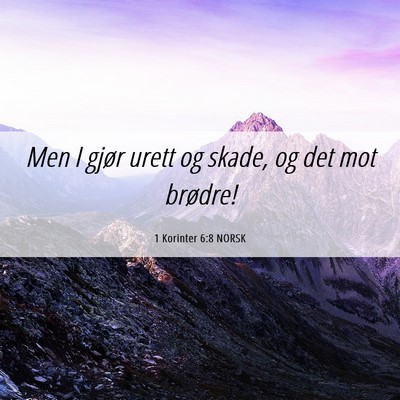Picture 06 - 1 Korinter 6:8 NORSK - Men I gjør urett og skade, og det mot - Bible Verse Picture