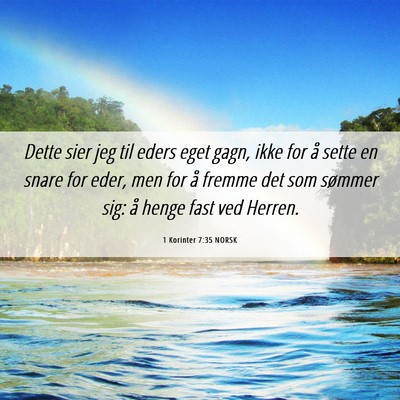 Picture 06 - 1 Korinter 7:35 NORSK - Dette sier jeg til eders eget gagn, ikke for å - Bible Verse Picture