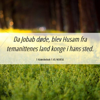 Picture 06 - 1 Krønikebok 1:45 NORSK - Da Jobab døde, blev Husam fra temanittenes land - Bible Verse Picture