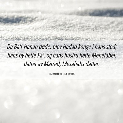 Picture 06 - 1 Krønikebok 1:50 NORSK - Da Ba'l-Hanan døde, blev Hadad konge i hans - Bible Verse Picture