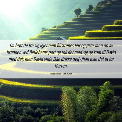 Picture 06 - 1 Krønikebok 11:18 NORSK - Da brøt de tre sig igjennem filistrenes leir og - Bible Verse Picture