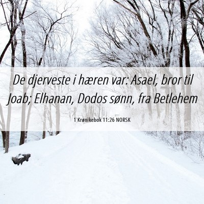 Picture 06 - 1 Krønikebok 11:26 NORSK - De djerveste i hæren var: Asael, bror til Joab; - Bible Verse Picture