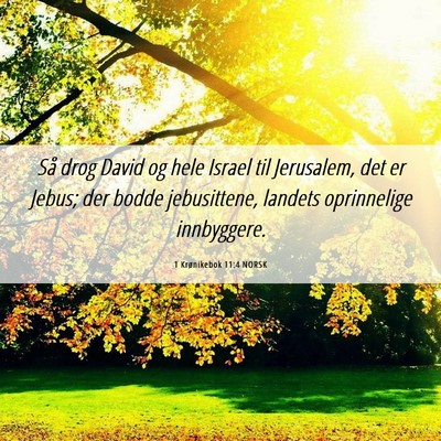 Picture 06 - 1 Krønikebok 11:4 NORSK - Så drog David og hele Israel til Jerusalem, det - Bible Verse Picture