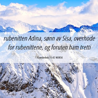 Picture 06 - 1 Krønikebok 11:42 NORSK - rubenitten Adina, sønn av Sisa, overhode for - Bible Verse Picture