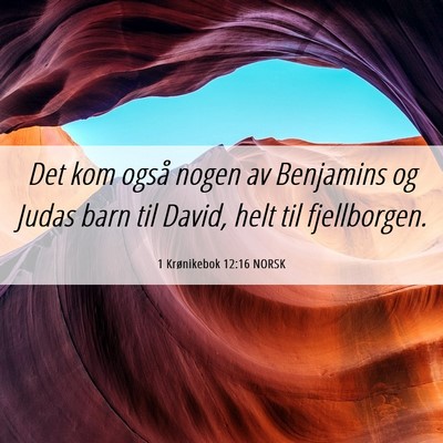 Picture 06 - 1 Krønikebok 12:16 NORSK - Det kom også nogen av Benjamins og Judas barn - Bible Verse Picture