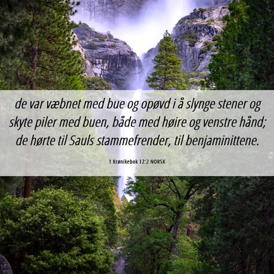Picture 06 - 1 Krønikebok 12:2 NORSK - de var væbnet med bue og opøvd i å slynge - Bible Verse Picture