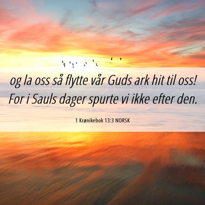 Picture 06 - 1 Krønikebok 13:3 NORSK - og la oss så flytte vår Guds ark hit til oss! - Bible Verse Picture