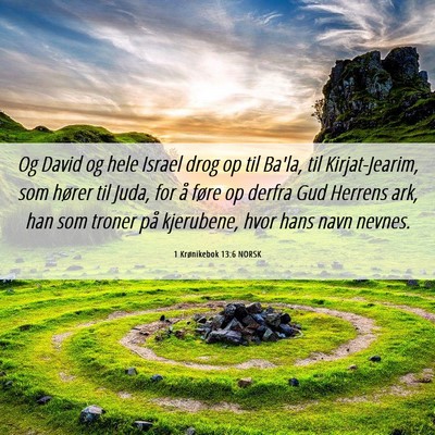 Picture 06 - 1 Krønikebok 13:6 NORSK - Og David og hele Israel drog op til Ba'la, til - Bible Verse Picture