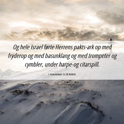 Picture 06 - 1 Krønikebok 15:28 NORSK - Og hele Israel førte Herrens pakts-ark op med - Bible Verse Picture