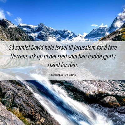 Picture 06 - 1 Krønikebok 15:3 NORSK - Så samlet David hele Israel til Jerusalem for å - Bible Verse Picture