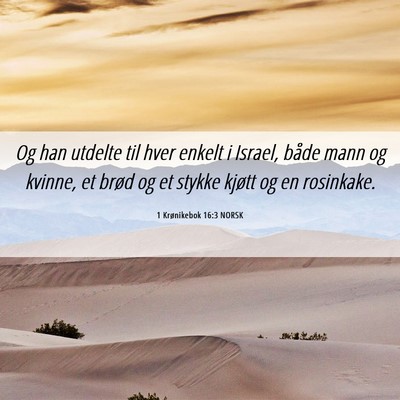 Picture 06 - 1 Krønikebok 16:3 NORSK - Og han utdelte til hver enkelt i Israel, både - Bible Verse Picture