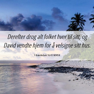 Picture 06 - 1 Krønikebok 16:43 NORSK - Derefter drog alt folket hver til sitt, og David - Bible Verse Picture
