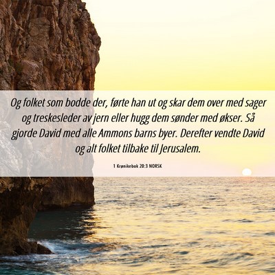 Picture 06 - 1 Krønikebok 20:3 NORSK - Og folket som bodde der, førte han ut og skar - Bible Verse Picture