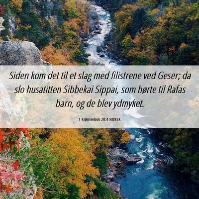 Picture 06 - 1 Krønikebok 20:4 NORSK - Siden kom det til et slag med filistrene ved - Bible Verse Picture
