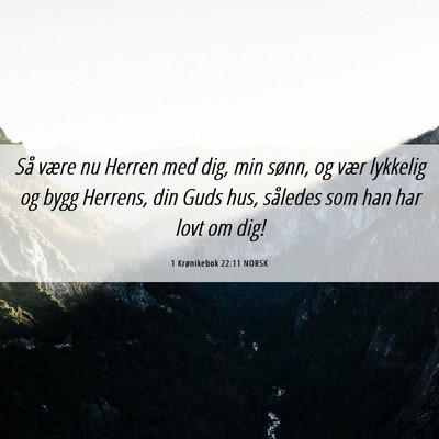 Picture 06 - 1 Krønikebok 22:11 NORSK - Så være nu Herren med dig, min sønn, og vær - Bible Verse Picture