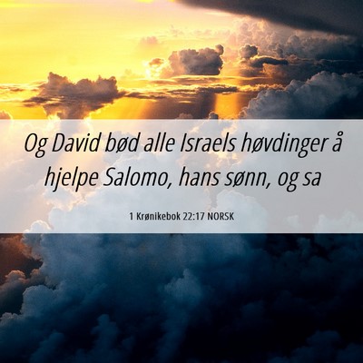 Picture 06 - 1 Krønikebok 22:17 NORSK - Og David bød alle Israels høvdinger å hjelpe - Bible Verse Picture