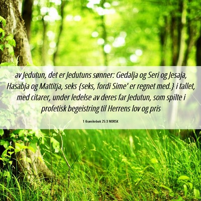 Picture 06 - 1 Krønikebok 25:3 NORSK - av Jedutun, det er Jedutuns sønner: Gedalja og - Bible Verse Picture