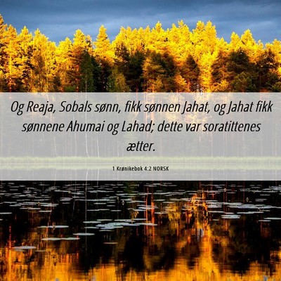 Picture 06 - 1 Krønikebok 4:2 NORSK - Og Reaja, Sobals sønn, fikk sønnen Jahat, og - Bible Verse Picture