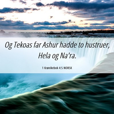 Picture 06 - 1 Krønikebok 4:5 NORSK - Og Tekoas far Ashur hadde to hustruer, Hela og - Bible Verse Picture