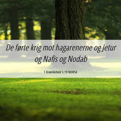 Picture 06 - 1 Krønikebok 5:19 NORSK - De førte krig mot hagarenerne og Jetur og Nafis - Bible Verse Picture