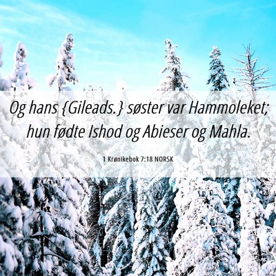 Picture 06 - 1 Krønikebok 7:18 NORSK - Og hans {Gileads.} søster var Hammoleket; hun - Bible Verse Picture