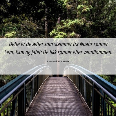 Picture 06 - 1 Mosebok 10:1 NORSK - Dette er de ætter som stammer fra Noahs sønner - Bible Verse Picture