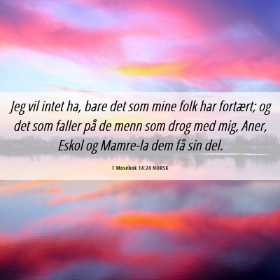 Picture 06 - 1 Mosebok 14:24 NORSK - Jeg vil intet ha, bare det som mine folk har - Bible Verse Picture