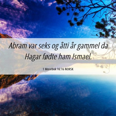 Picture 06 - 1 Mosebok 16:16 NORSK - Abram var seks og åtti år gammel da Hagar - Bible Verse Picture