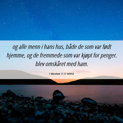 Picture 06 - 1 Mosebok 17:27 NORSK - og alle menn i hans hus, både de som var født - Bible Verse Picture