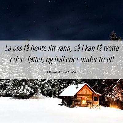 Picture 06 - 1 Mosebok 18:4 NORSK - La oss få hente litt vann, så I kan få tvette - Bible Verse Picture