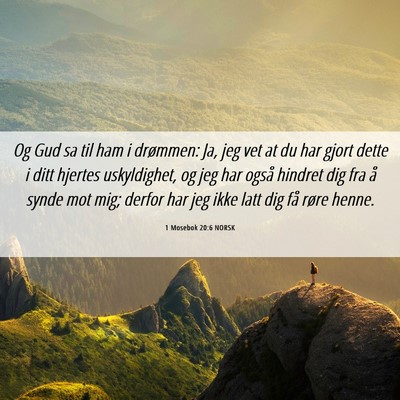 Picture 06 - 1 Mosebok 20:6 NORSK - Og Gud sa til ham i drømmen: Ja, jeg vet at du - Bible Verse Picture