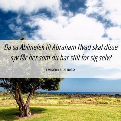 Picture 06 - 1 Mosebok 21:29 NORSK - Da sa Abimelek til Abraham Hvad skal disse syv - Bible Verse Picture