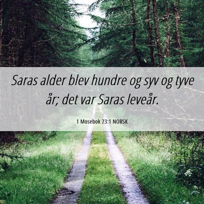 Picture 06 - 1 Mosebok 23:1 NORSK - Saras alder blev hundre og syv og tyve år; det - Bible Verse Picture