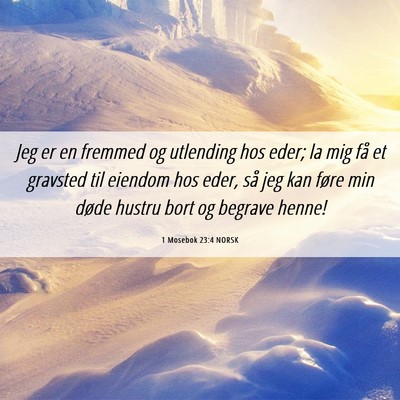 Picture 06 - 1 Mosebok 23:4 NORSK - Jeg er en fremmed og utlending hos eder; la mig - Bible Verse Picture