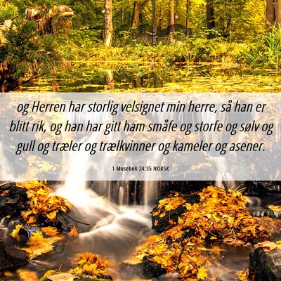 Picture 06 - 1 Mosebok 24:35 NORSK - og Herren har storlig velsignet min herre, så - Bible Verse Picture