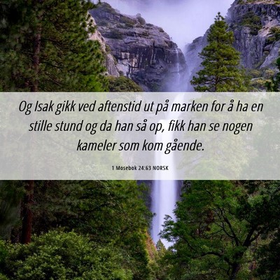 Picture 06 - 1 Mosebok 24:63 NORSK - Og Isak gikk ved aftenstid ut på marken for å - Bible Verse Picture
