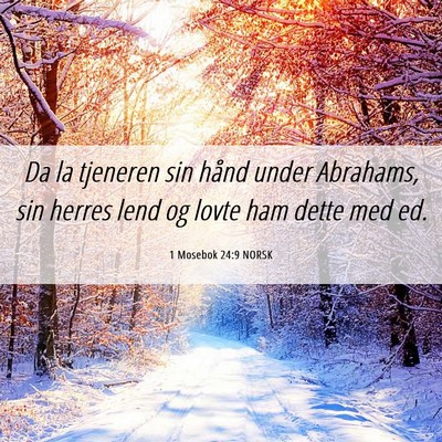 Picture 06 - 1 Mosebok 24:9 NORSK - Da la tjeneren sin hånd under Abrahams, sin - Bible Verse Picture