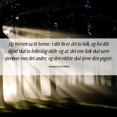 Picture 06 - 1 Mosebok 25:23 NORSK - Og Herren sa til henne: I ditt liv er det to - Bible Verse Picture