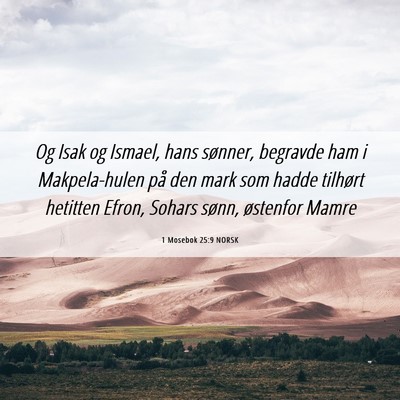 Picture 06 - 1 Mosebok 25:9 NORSK - Og Isak og Ismael, hans sønner, begravde ham i - Bible Verse Picture