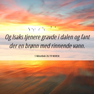 Picture 06 - 1 Mosebok 26:19 NORSK - Og Isaks tjenere gravde i dalen og fant der en - Bible Verse Picture