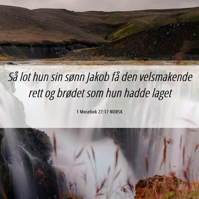 Picture 06 - 1 Mosebok 27:17 NORSK - Så lot hun sin sønn Jakob få den velsmakende - Bible Verse Picture