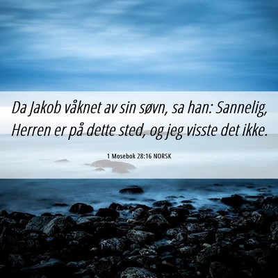 Picture 06 - 1 Mosebok 28:16 NORSK - Da Jakob våknet av sin søvn, sa han: Sannelig, - Bible Verse Picture