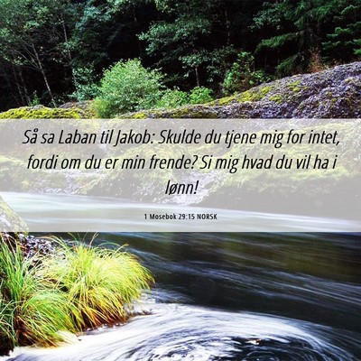 Picture 06 - 1 Mosebok 29:15 NORSK - Så sa Laban til Jakob: Skulde du tjene mig for - Bible Verse Picture