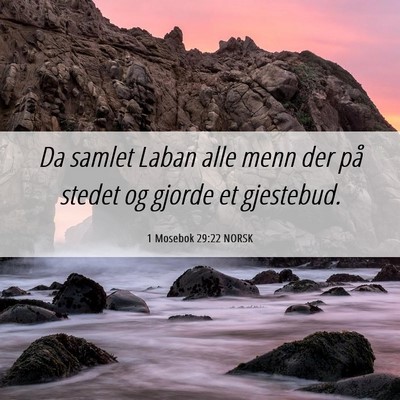 Picture 06 - 1 Mosebok 29:22 NORSK - Da samlet Laban alle menn der på stedet og - Bible Verse Picture