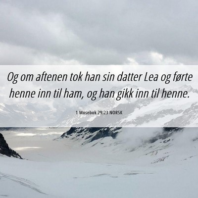 Picture 06 - 1 Mosebok 29:23 NORSK - Og om aftenen tok han sin datter Lea og førte - Bible Verse Picture