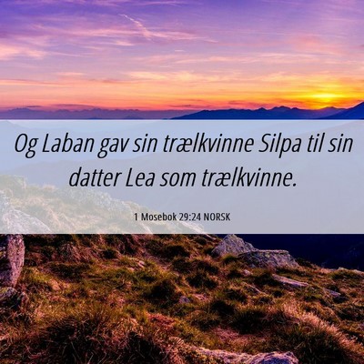 Picture 06 - 1 Mosebok 29:24 NORSK - Og Laban gav sin trælkvinne Silpa til sin datter - Bible Verse Picture
