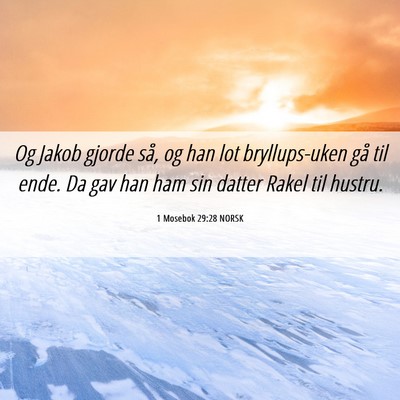 Picture 06 - 1 Mosebok 29:28 NORSK - Og Jakob gjorde så, og han lot bryllups-uken gå - Bible Verse Picture