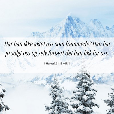 Picture 06 - 1 Mosebok 31:15 NORSK - Har han ikke aktet oss som fremmede? Han har jo - Bible Verse Picture